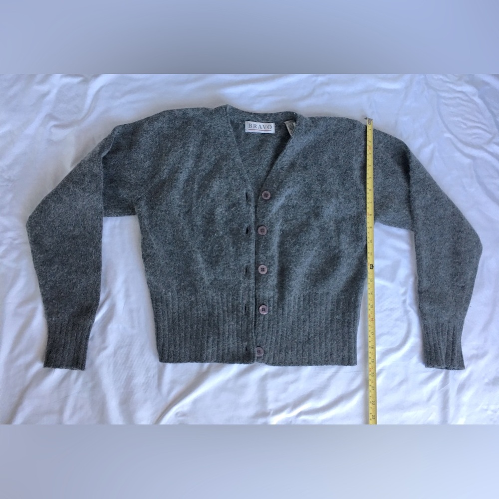 Vintage Gorgeous Bravo warm grey lambswool and angora rabbit hair cardigan.